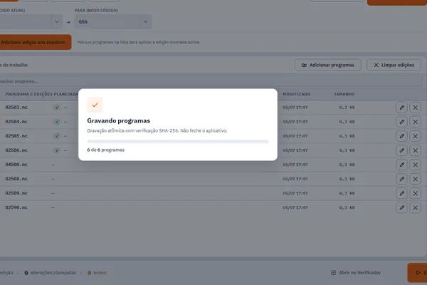Relatório do que foi aplicado em cada programa